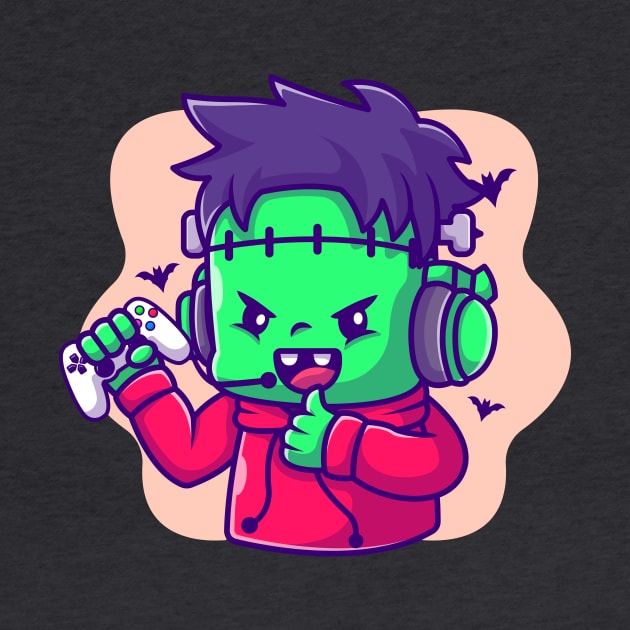 Cute Frankenstein Zombie Gaming And Thumbs Up Cartoon by Catalyst Labs